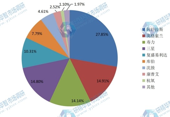 中國(guó)2016年主流企業(yè)產(chǎn)量市場(chǎng)份額